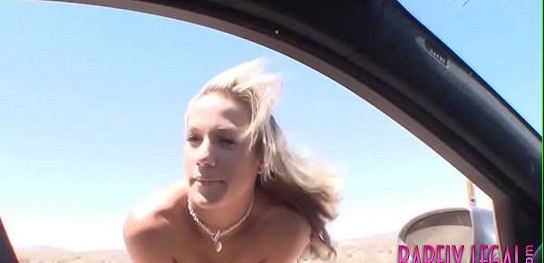  Hitchhiker Kara Novak stuffs young pussy with cock